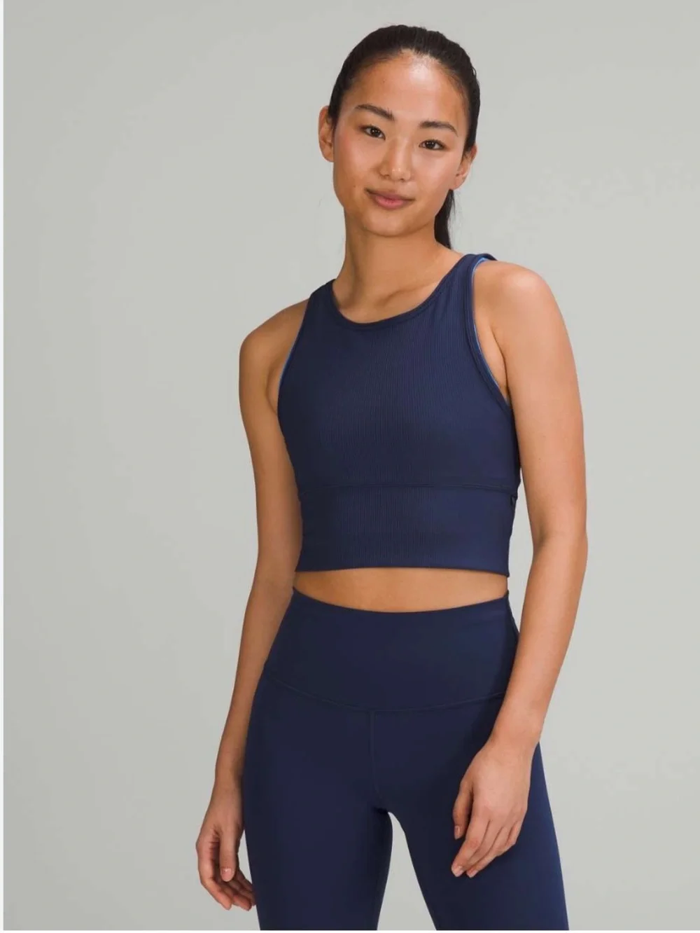 lululemon athletica High-Neck crop top in Navy Blue